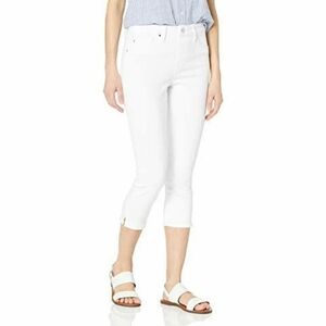 Laurie Felt Silky Denim Capri Pull-On Jeans, White